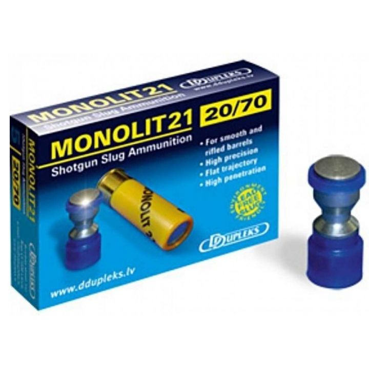 Гладкоствольний патрон D Dupleks Monolit 21, кал.20/70, тип кулі Monolit, вага 21 г 