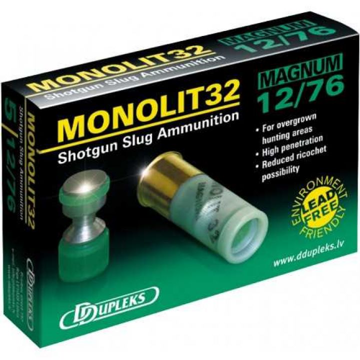 Гладкоствольний патрон D Dupleks Monolit 32 Magnum, кал.12/76, тип кулі Monolit, 32 г 