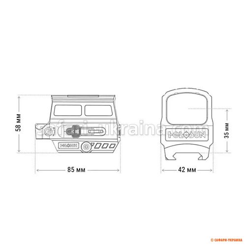Коллиматор Holosun HE512T-RD точка 2 MOA + круг 65 МОА