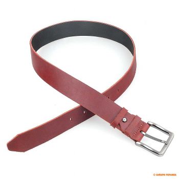 Ремень брючный мужской кожаный Волмас Ретро 4*110 см, цвет: красный