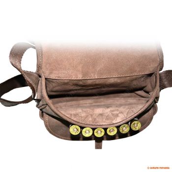 Кожаная сумка ягдташ для охоты Волмас 10501/2, с встроенными патронташами