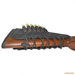 Патронташ із м`якою щокою Волмас, на 6 нарізних патронів, шкіра, колір: чорний