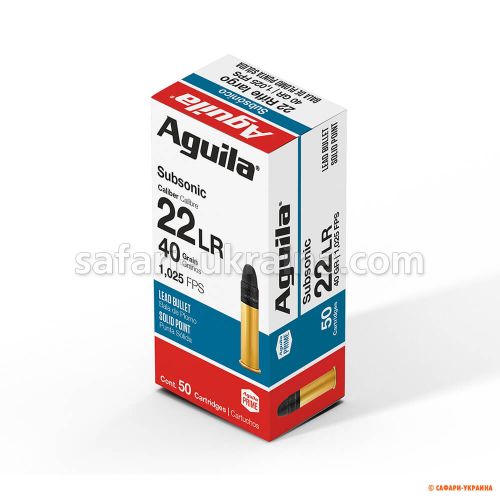 Aguila .22 LR Subsonic, Lead Solid Point, 40 grs/2.59 gr Aguila .22 LR Subsonic, Lead Solid Point, 40 grs/2.59 gr