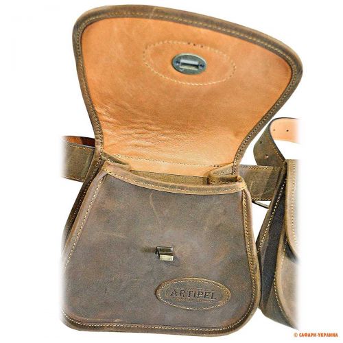 Сумка мисливська з поясом Artipel BORSA 030, на 90 патронів, натуральна шкіра 