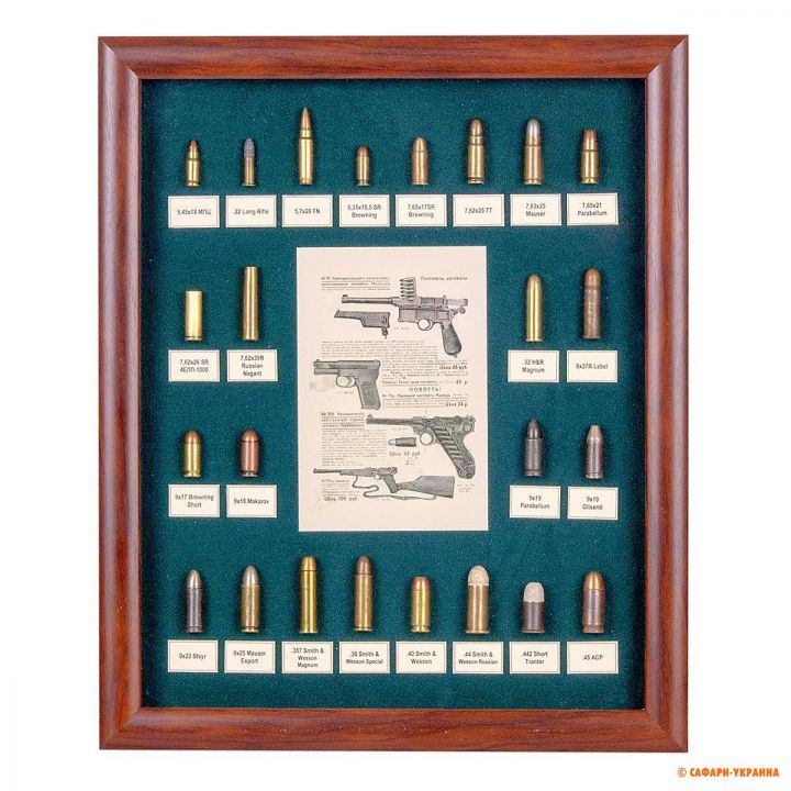 Експозиція нарізних патронів різних калібрів, 31 х 37,5 см 