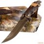 Уникальная композиция Грация природы, лезвие ножа - дамасская сталь, рукоять из бивня мамонта