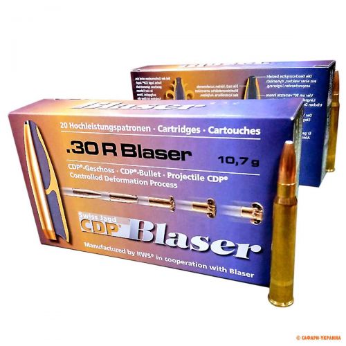 Патрон Blaser, кал.30 R Blaser, тип кулі: CDP, вага: 10,7 g/165 grs 