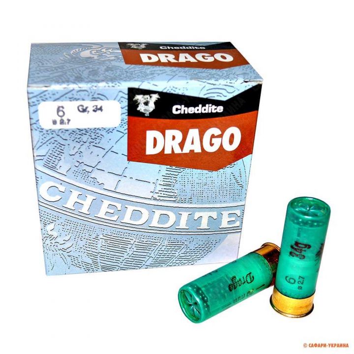 Патрон Cheddite Drago, кал.12/70, дробь №6 (2,7 мм), навеска 34 г