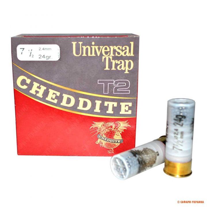 Патрон Cheddite Universal Trap T2, кал.12/70, дріб №7,5 (2,4 мм), 24 г 