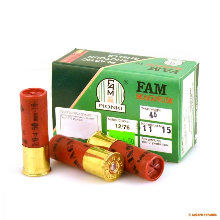 Патрон FAM-Pionki Magnum, кал.12/76, № 00 (4,5 мм), 45 г 