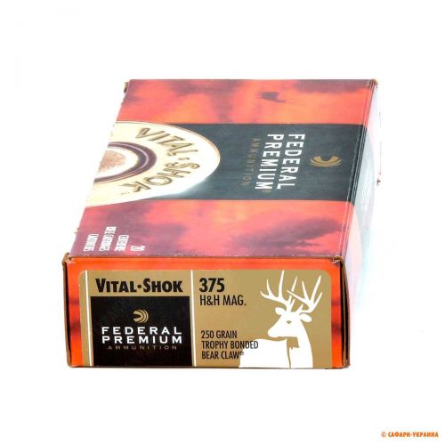 Патрон Federal Premium V-Shok, кал.375 H&H Mag, Trophy Bonded Bear Claw, вага: 16,2 g/250 grs 