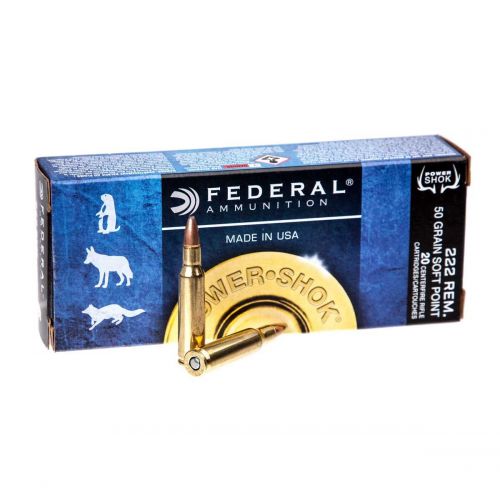 Патрон Federal Power-Shok, кал.222 Rem, тип кулі: SP, вага: 3,24 g/50 grs 