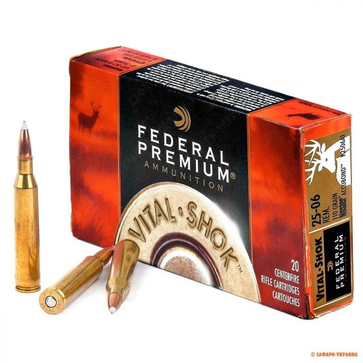 Патрон Federal Premium Vital-Shok, кал.25-06 Rem, Accubond, вага: 7,13 gr/110 grs 