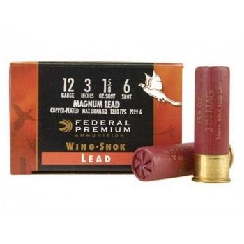 Патрон Federal Wing-Shok Magnum Lead, кал.12/76, дробь № 6 (2,79 мм), 46 г, омедненная