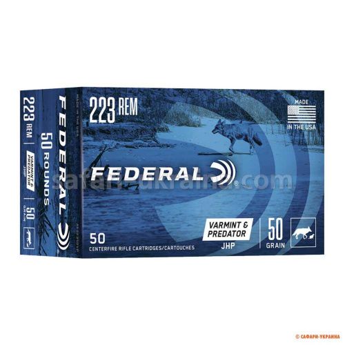 Патрон Federal Varmint&Predator, кал.223 Rem, тип кулі JHP, вага: 3,2 g/50 grs 