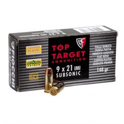 Пістолетний патрон Fiocchi Subsonic, кал.9x21, тип пули FNSP, вага кулі 148 grs/9,59 gr