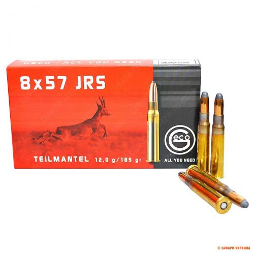 Патрон Geco, кал 8х57 JRS, тип кулі: Teilmantel (TM), вага: 12,0 g/185 grs 
