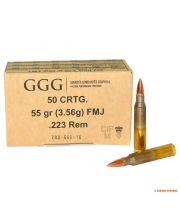 Патрон нарезной GGG  кал.223 Rem. тип пули: FMJ, вес: 55grs/3.56г