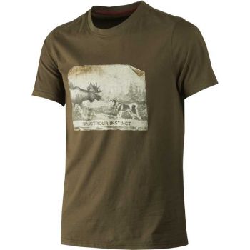 Мисливська футболка Harkila Odin Moose & Dog t-shirt, колір Willow Green