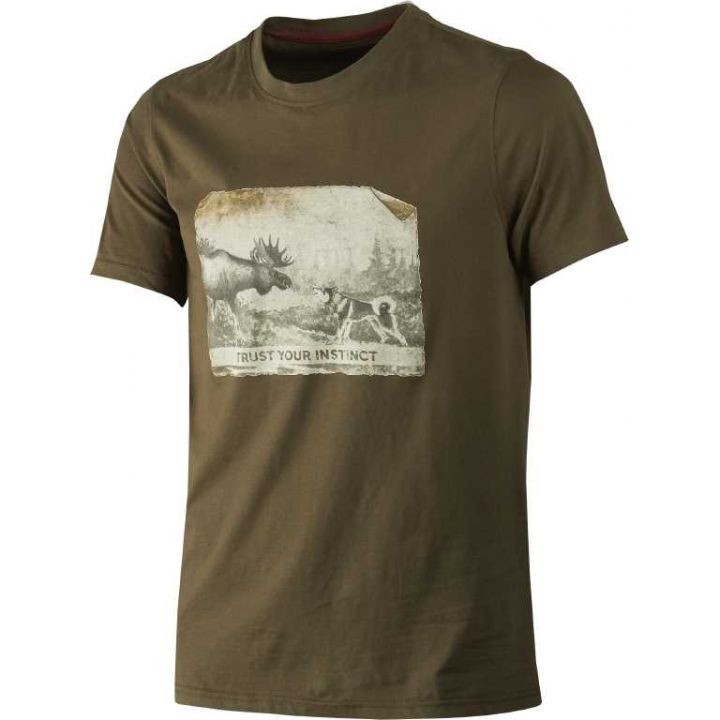 Мисливська футболка Harkila Odin Moose & Dog t-shirt, колір Willow Green 