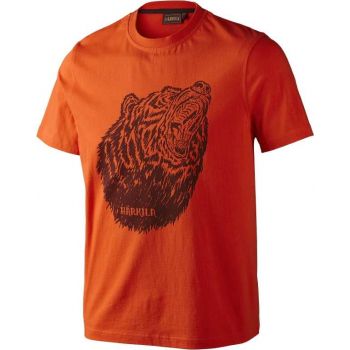Хлопковая футболка Harkila Fjal t-shirt, рисунок медведя. Цвет: оранжевый