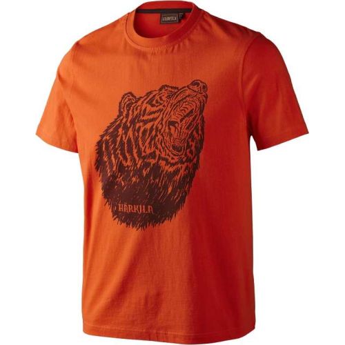 Бавовняна футболка Harkila Fjal t-shirt, малюнок ведмедя. Колір помаранчевий 