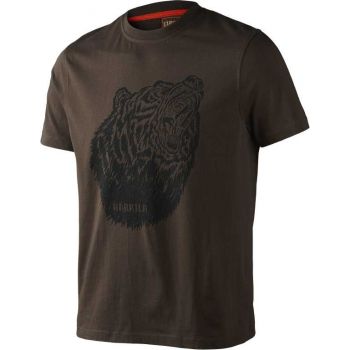 Бавовняна футболка Harkila Fjal t-shirt, малюнок ведмедя. Колір коричневий