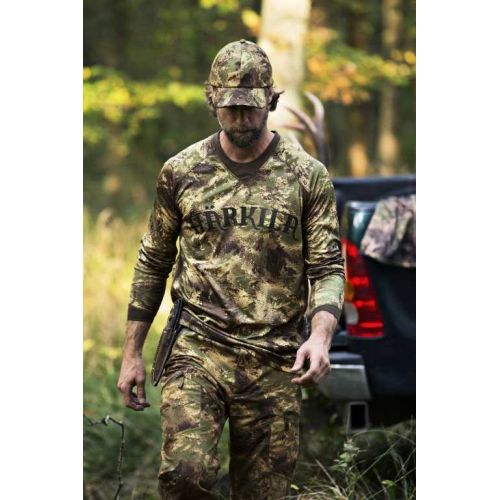 Камуфлированая кофта Harkila Lynx L/S t-shirt, технология Polygiene®, цвет AXIS MSP® Forest Green