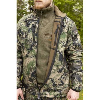 Двухсторонняя куртка для охоты Harkila Q fleece, камуфлированная / коричневая