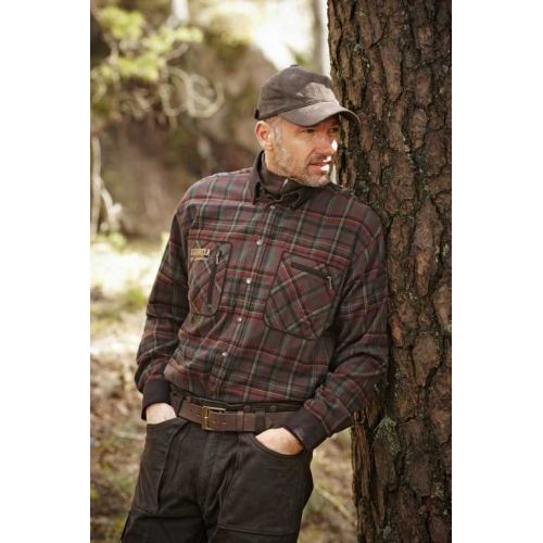 Мисливська картата сорочка Harkila Pajala, вставки із замші, Red check 