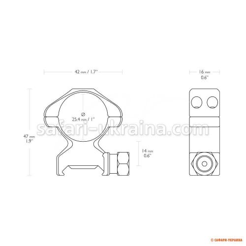 Кільця для оптики Hawke Precision Steel 25.4 мм, на Weaver, High 