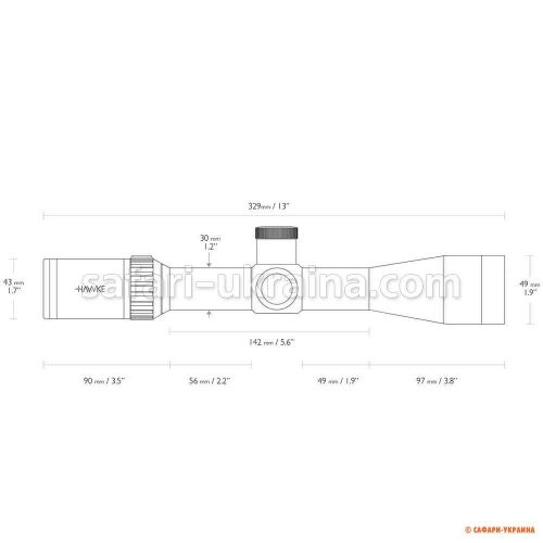 Приціл оптичний Hawke Vantage 30 WA 3-9x42 сітка 223/308 з підсвічуванням 