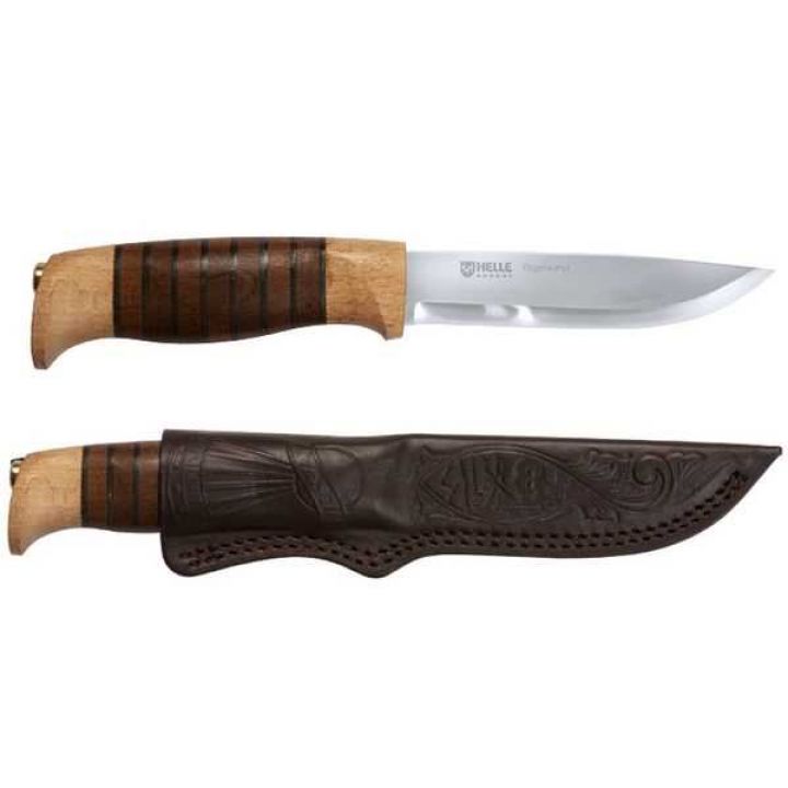 Классический охотничий нож Helle Sigmund, длина клинка 107 мм, дерево с кожей