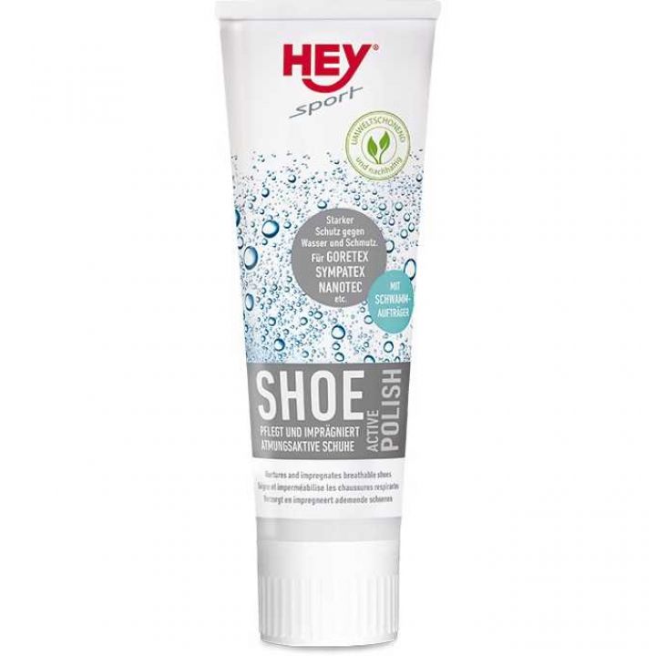 Догляд та пропитка для взуття зі шкіри та текстилю HEY-Sport ACTIVE POLISH Black, 75 мл 
