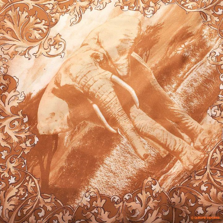 Хустка на шию Holland & Holland, 90 х 90 см, помаранчевий з малюнком слона