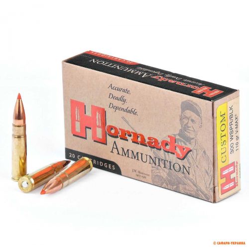 Патрон Hornady Custom, кал.300 Whisper, V-Max, вес: 7,1g/110 gr