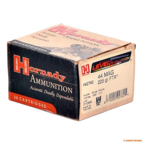 Патрон Hornady LEVERevolution, кал.44 Rem Mag, FTX (Flex Tip), вага: 14,6 g/225 grs 