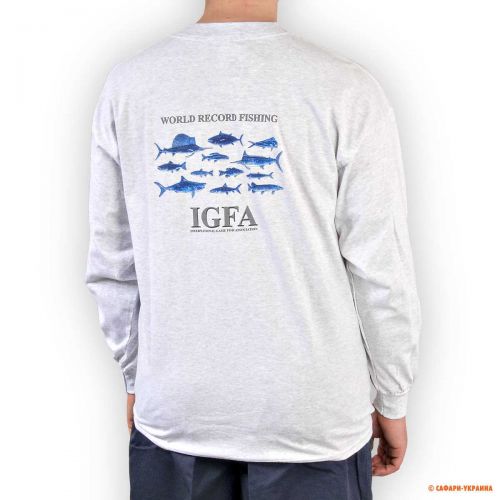 Футболка для рыбалки с длинным рукавом IGFA World Record Fishing, серая