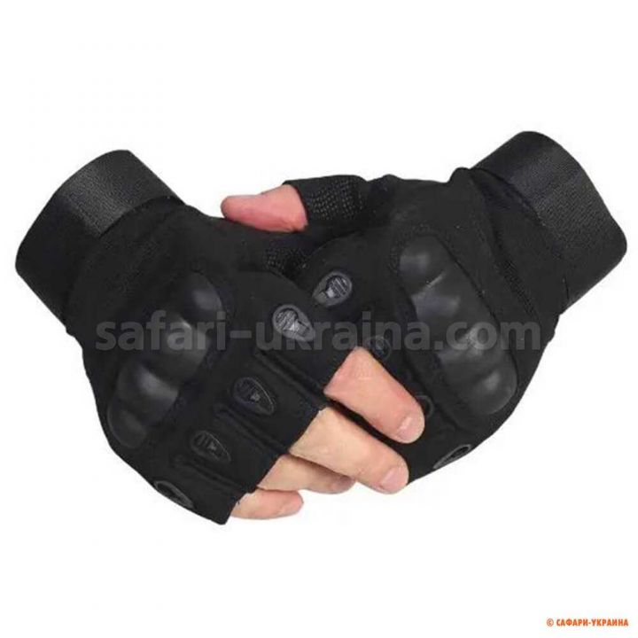 Тактичні перчатки без пальців, чорний 