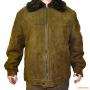 Утеплена куртка для полювання зі шкіри та овчини Leder Weiss Bomberjacke, оливкова