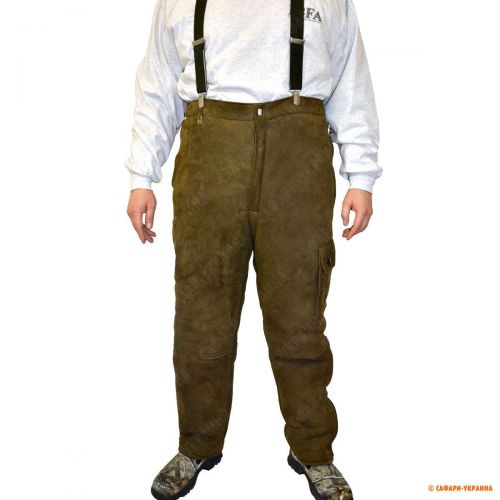 Зимние штаны для охоты Leder Weiss Ansitzhose, оливковые, натуральная кожа