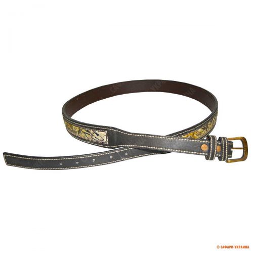 Чоловічий ремінь Legaсy Leather з оленячої шкіри, чорний з камуфляжною вставкою 