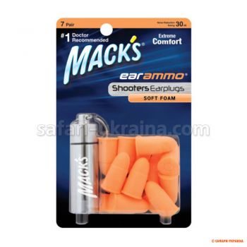 MACK`S Ear Ammo беруши с защитой до 30 дБ (7 пар, контейнер)