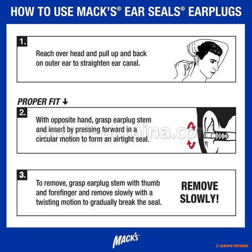 MACK`S Ear Seals защита от воды и шума до 27 дБ, съемный шнур