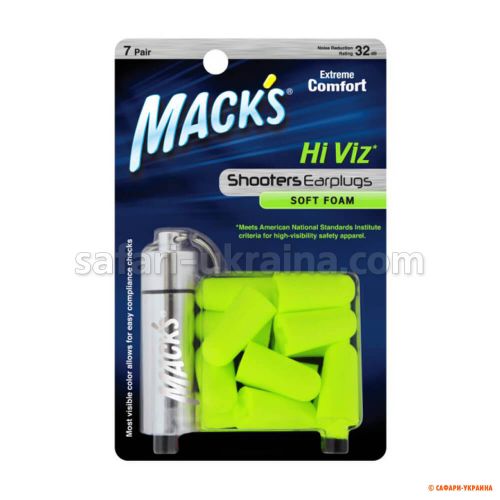 MACK`S Hi Viz захист від шуму до 32 дБ (7 пар, контейнер) MACK`S Hi Viz захист від шуму до 32 дБ (7 пар, контейнер)