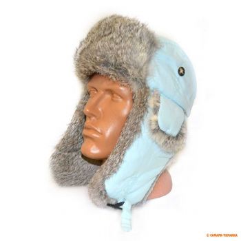 Шапка-ушанка детская Mad Bomber Black Supplex Rabbit Fur, с мехом кролика, голубая