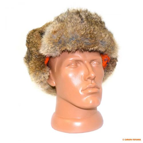 Зимняя шапка с мехом кролика Mad Bomber Leather Bomber, чёрная, натуральная кожа