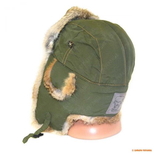 Шапка-ушанка для охоты с мехом кролика Mad Bomber Supplex Bomber, зеленая