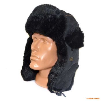 Зимняя шапка-ушанка Mad Bomber Supplex Mad, черная, с искуcственным мехом