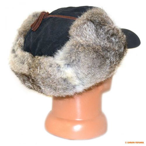 Охотничья шапка с козырьком и мехом кролика Mad Bomber Supplex Verns, черная